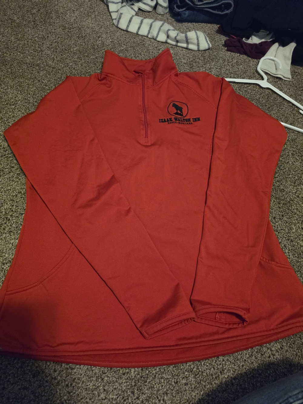 Izaak Walton Inn Red Half-Zip Pullover Top
